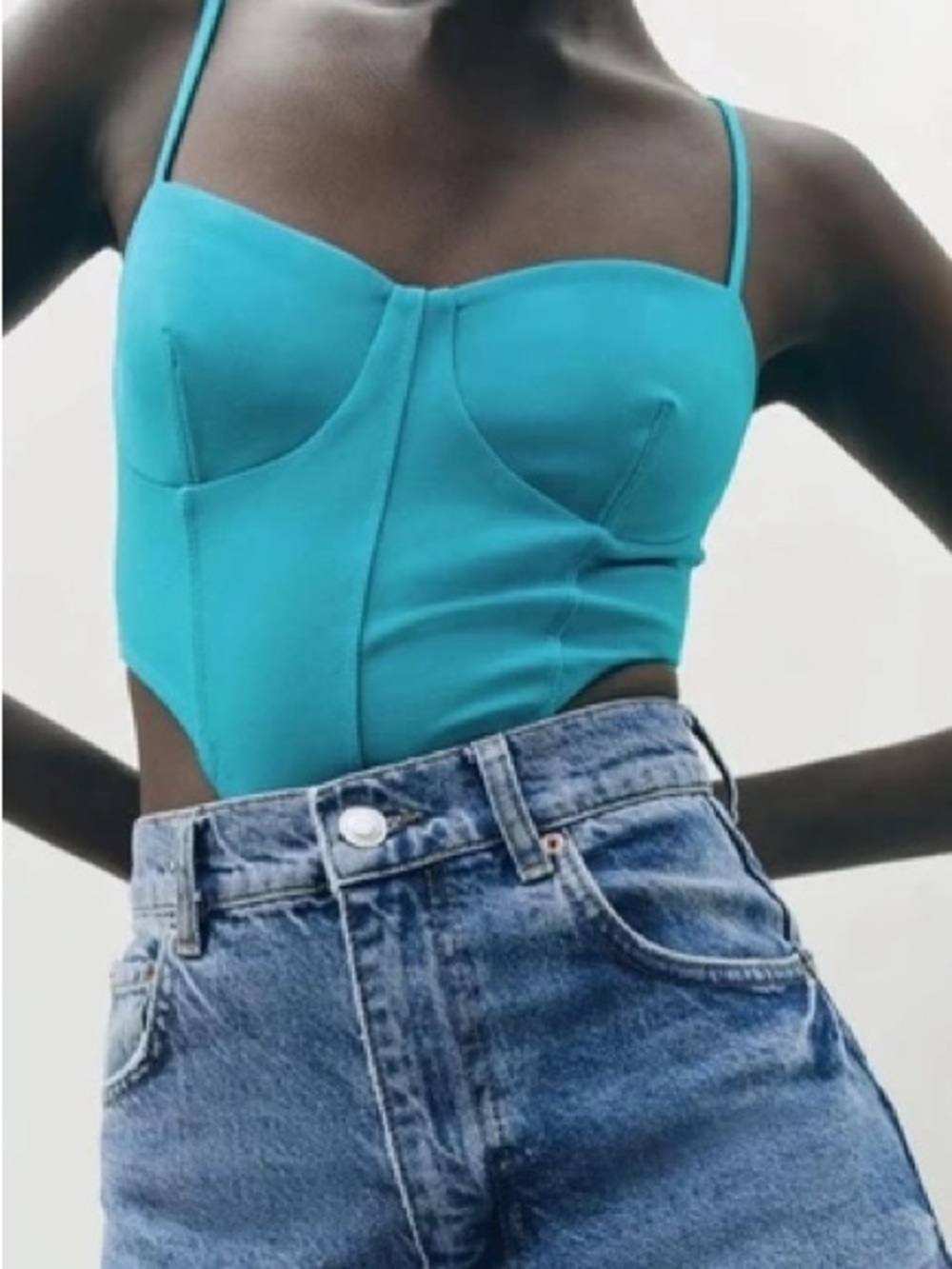 Zara blue bodysuit size small # 78